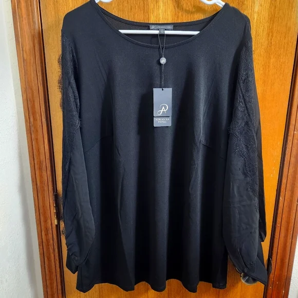 Adrianna Papell Black Top Women's Blouse Size 1X - Picture 1 of 8